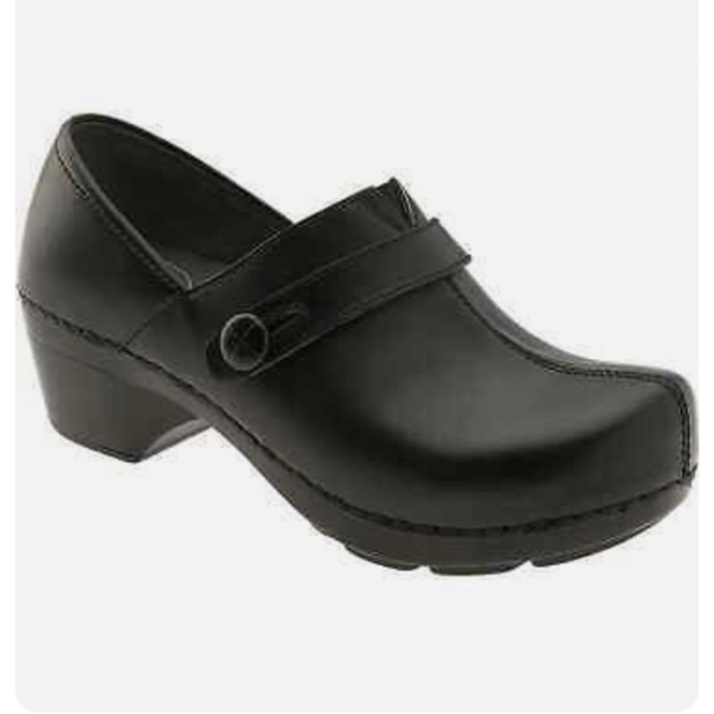 Dansko Black Leather Side Button Solstice Clog Shoe EUR 40 US 10
